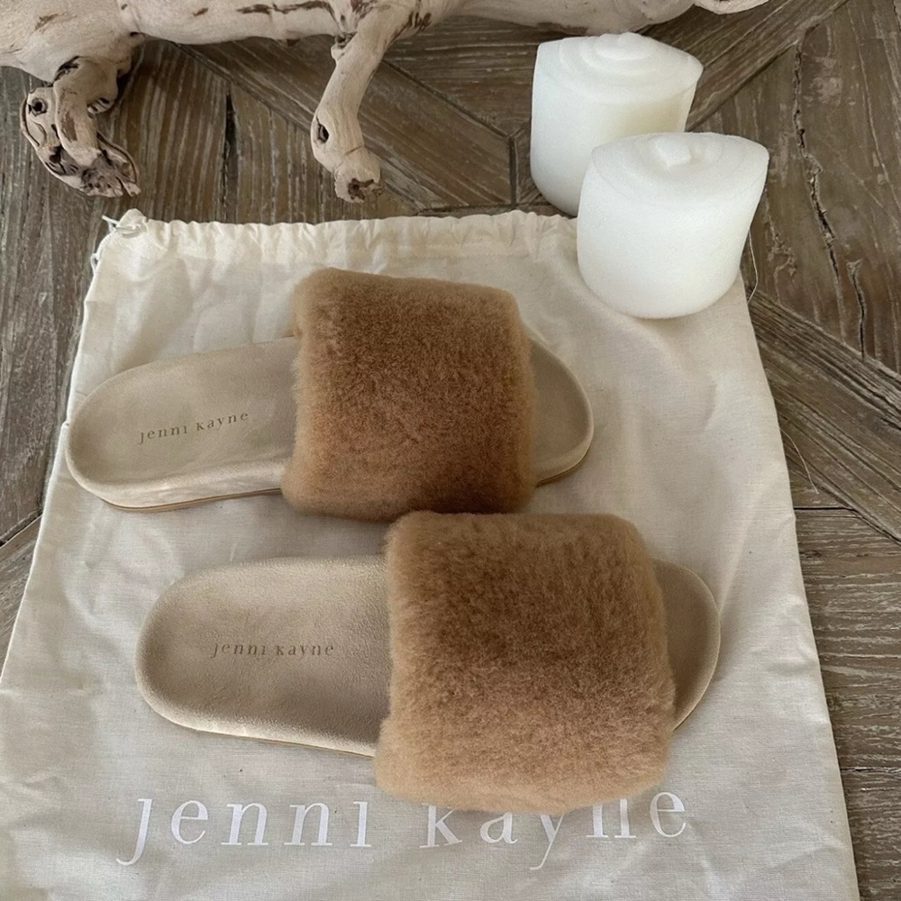 Jenni Kayne Tan Shearling Slides